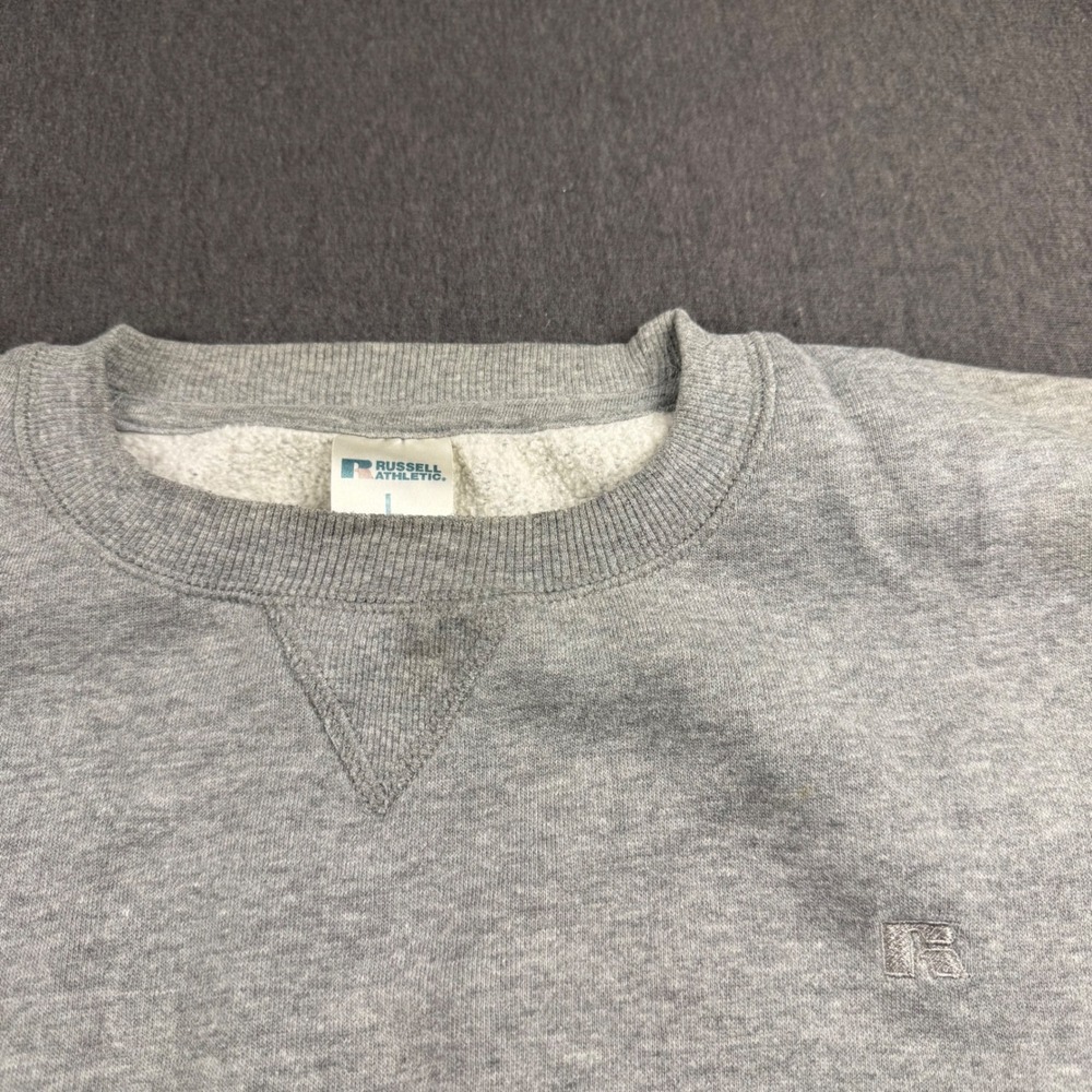Russell Athletic Mens‎ Crewneck Sweatshirt Heather Gray Fleece Pullover Large